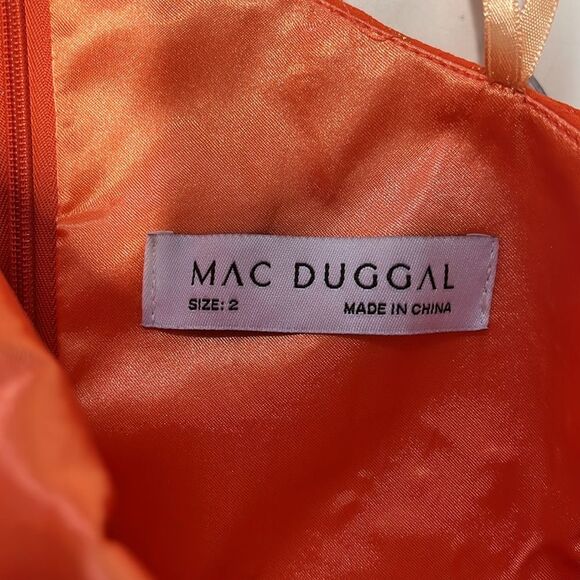NWT MAC DUGGAL | 49536 Ruffled One Shoulder Gown Tangerine Gold Shimmer 2 - Picture 9 of 12